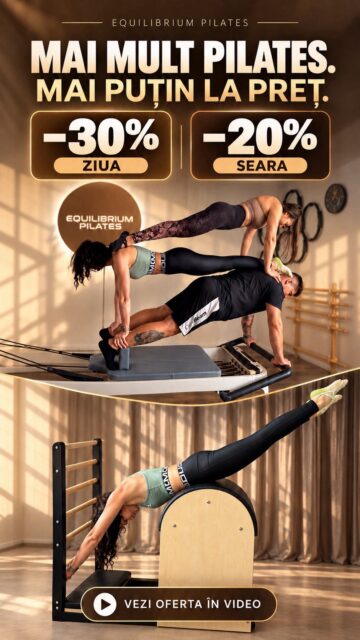 O oră pentru tine. Un antrenor dedicat 100% ție. Acum, cu până la 30% reducere. 🤍

La Equilibrium Pilates, fiecare ședință privată de Pilates Reformer este adaptată nivelului, ritmului și obiectivelor tale. Nu trebuie să fii flexibilă sau să ai experiență — te ghidăm la fiecare mișcare.

☀️ 30% reducere la ședințele din timpul zilei
🌙 20% reducere la ședințele de seară

Alege momentul care ți se potrivește și oferă-ți o pauză în care tu ești prioritatea.

📍 București, Aviației
💌 Scrie-ne „PILATES” în mesaj privat și îți trimitem detaliile ofertei și orele disponibile.